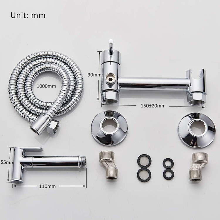 ست شیر توالت مدل سرد و گرم به همراه شاتاف و شلنگ استیل 304 با پاشش نیرومند برای نظافت اسان برند هوادیائو