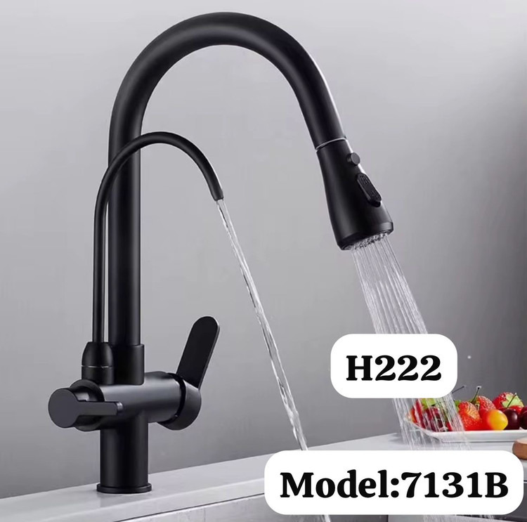 شیر ظرفشویی دو منظوره شاوری اهرمی + اسپری شلنگدار با طراحی 2 مدل پاشش اب برند هوادیائو