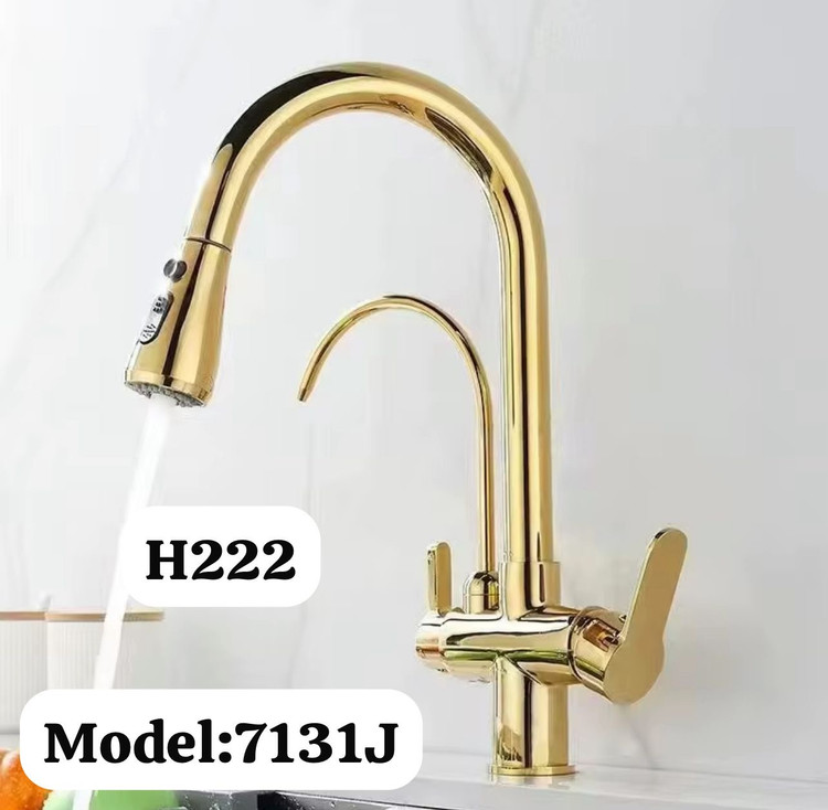 شیر ظرفشویی دو منظوره شاوری اهرمی + اسپری شلنگدار با طراحی 2 مدل پاشش اب برند هوادیائو