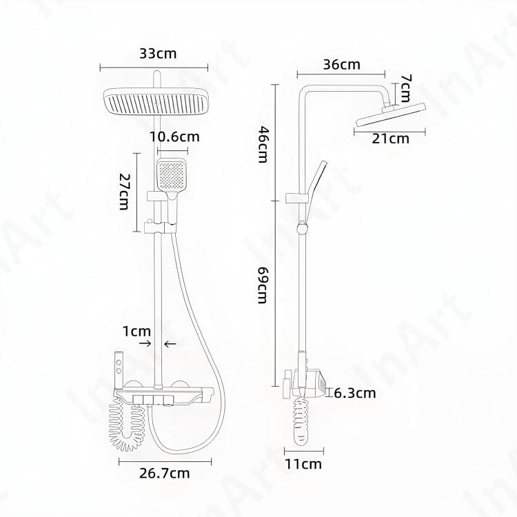 دوش حمام پیانویی نمایشگردار به همراه تایمر مصرف اب و دما با قابلیت سرد و گرم برند دیکالان