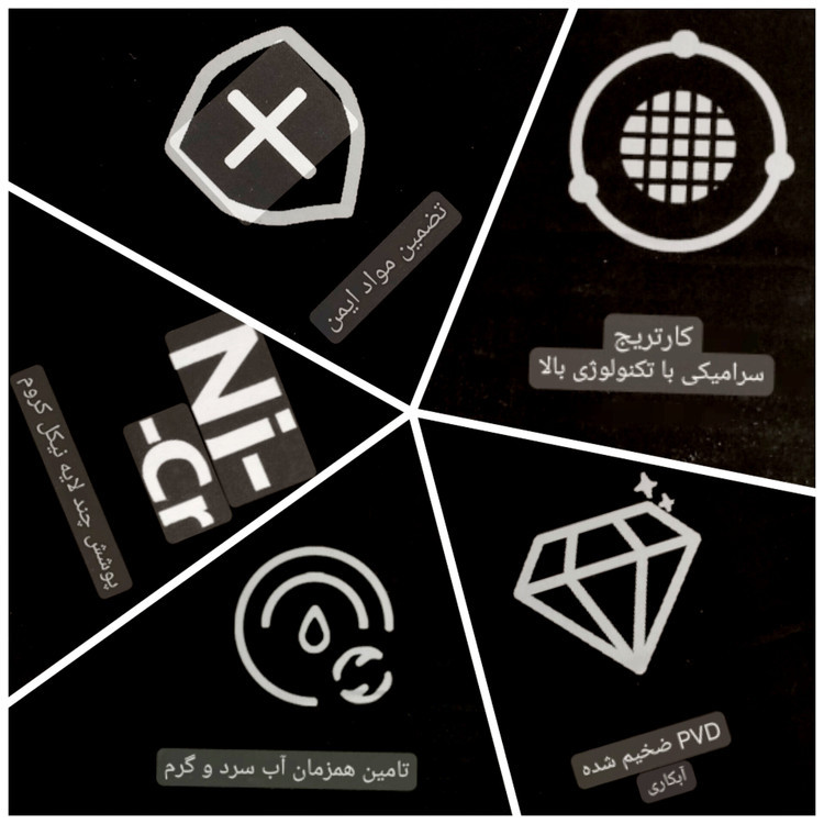 دوش حمام پیانویی نمایشگردار به همراه تایمر مصرف اب و دما با قابلیت سرد و گرم برند دیکالان