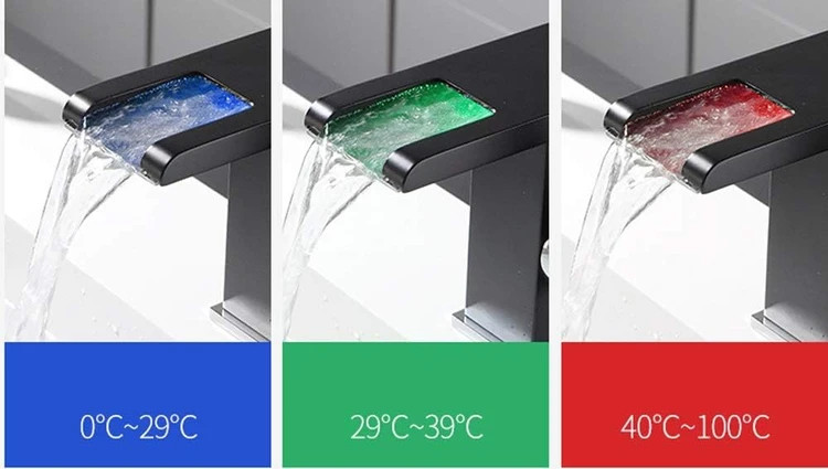 شیر روشویی هوادیائو طراحی مدرن با | نمایش دمای آب با نور LED تغییر رنگ / اب دهی نرم و بیصدا