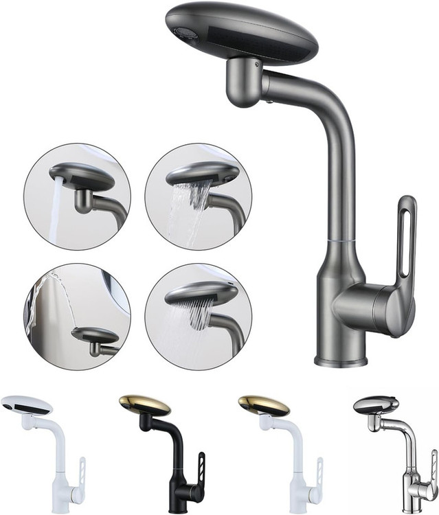 شیر روشویی چند حالته برند هوادیائو با چهار حالته پاشش آب مدل فضایی 360درجه- اصلی