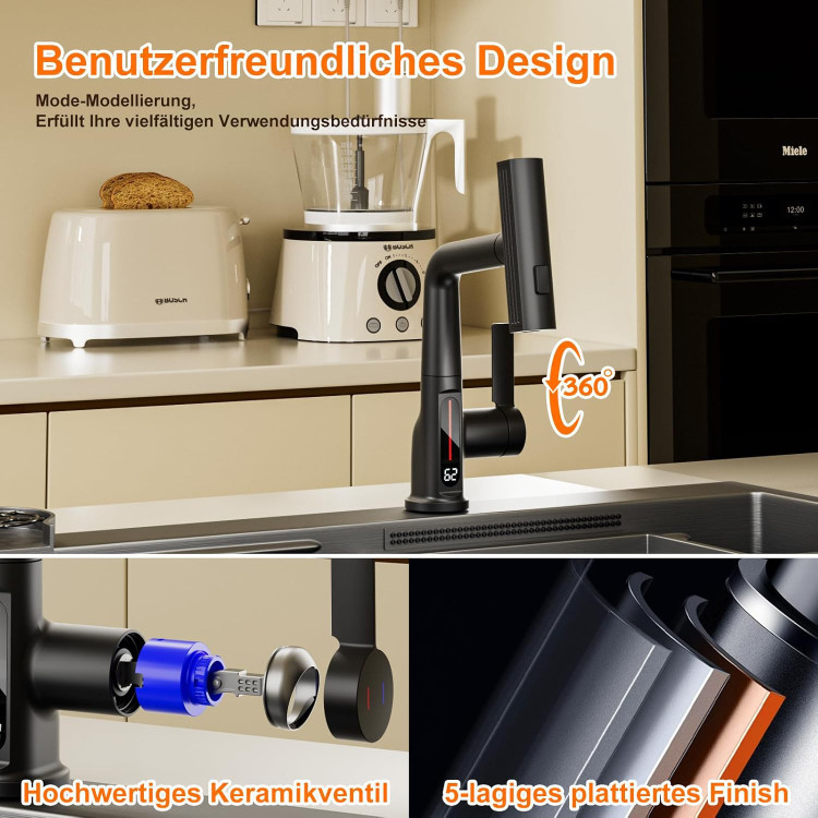 شیر ظرفشویی هوشمند مدل شاوری 4 حالته با نمایشگر دیجیتال 360 درجه Hyshin (محصول خارجی ) اصلی